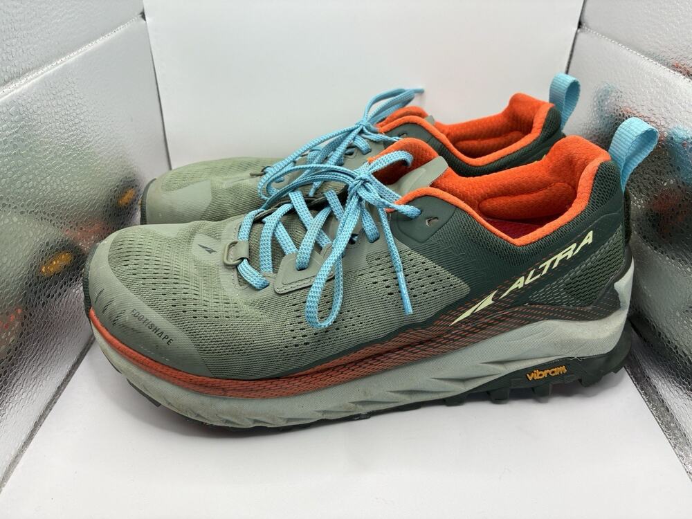 Altra Olympus 4 9 Trail Running Shoes Sage Green Orange Vibram Zero Drop Mens